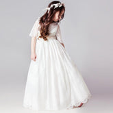 Long White Dresses for Kids Girls Princess Elegant Wedding Guest Children-TB00867-Veeddydropshipping